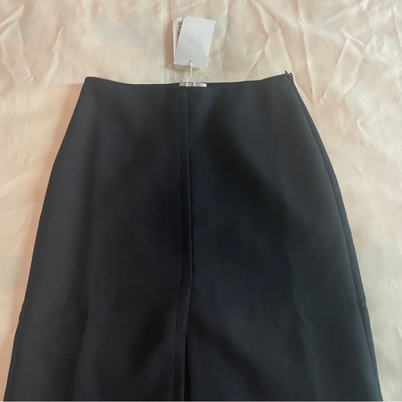 NEW! Sezane- Eloane Black Midi Skirt with Slit Wool Blend Size US L/ UK 40 - Picture 4 of 10